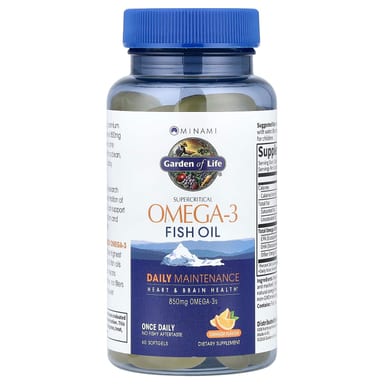 Рыбий жир Minami Nutrition Garden of Life® Supercritical Omega-3, вкус Orange, 60 мягких капсул