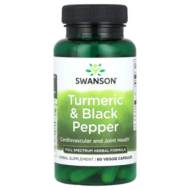 Фото товара: Куркума Swanson & Black Pepper, 60 растительных капсул