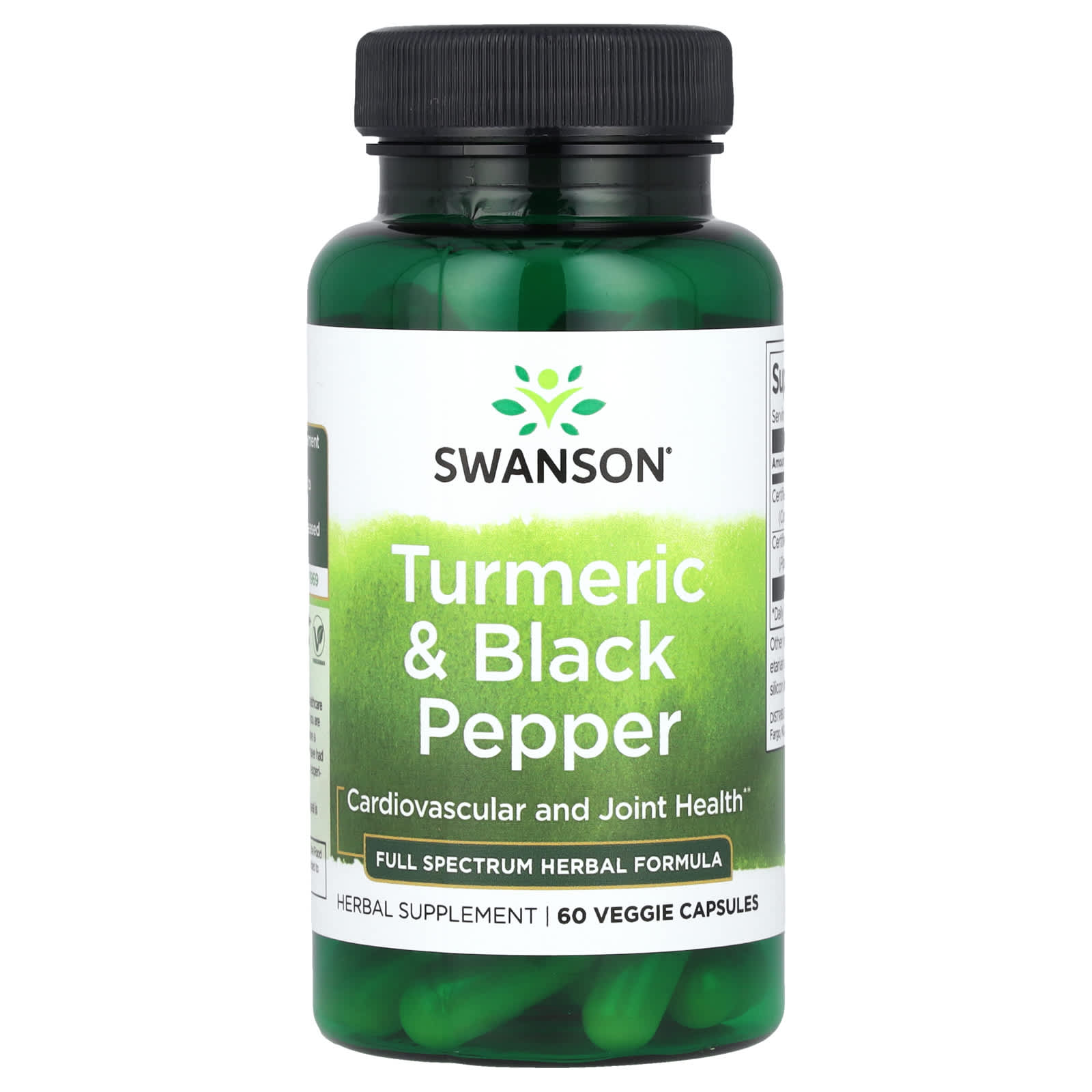Куркума Swanson & Black Pepper, 60 растительных капсул