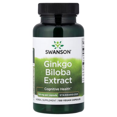 Гинкго билоба Swanson Extract, оттенок Standardized, 120 мг, 100 растительных капсул