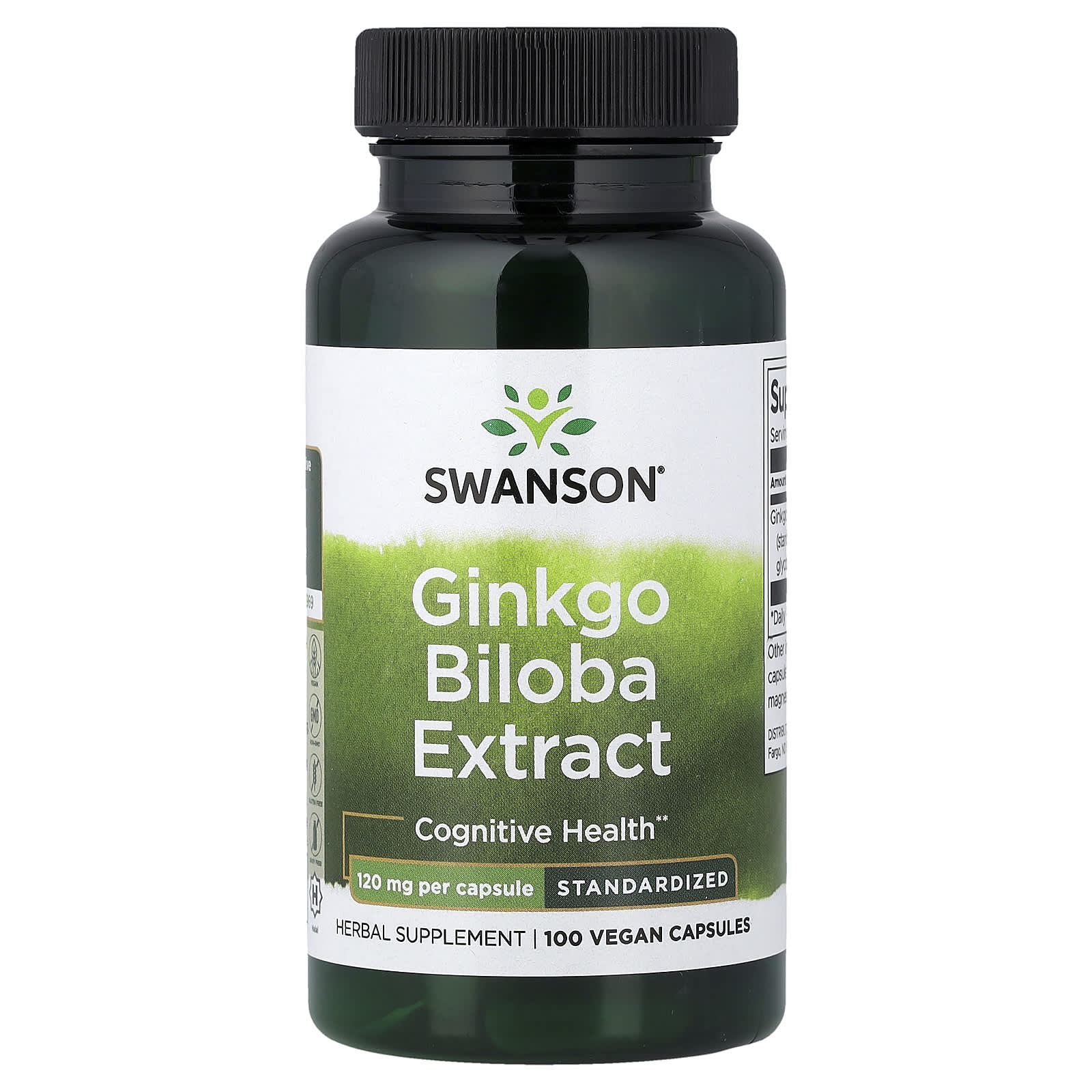 Гинкго билоба Swanson Extract, оттенок Standardized, 120 мг, 100 растительных капсул