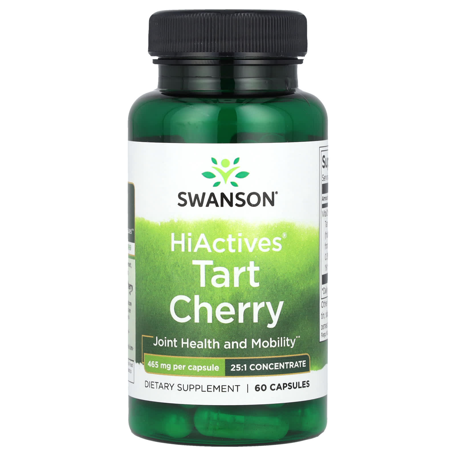 Экстракт терпкой вишни Swanson, вкус HiActives® Tart Cherry, 465 мг, 60 капсул