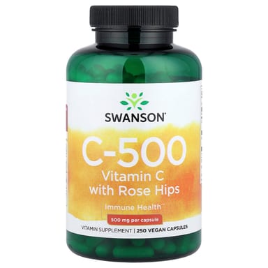 Витамин C Swanson C-500 With Rose Hips, 250 растительных капсул