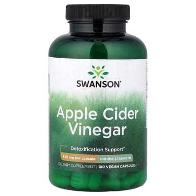 Яблочный уксус Swanson Higher Strength, вкус Apple Cider Vinegar, 625 мг, 180 растительных капсул