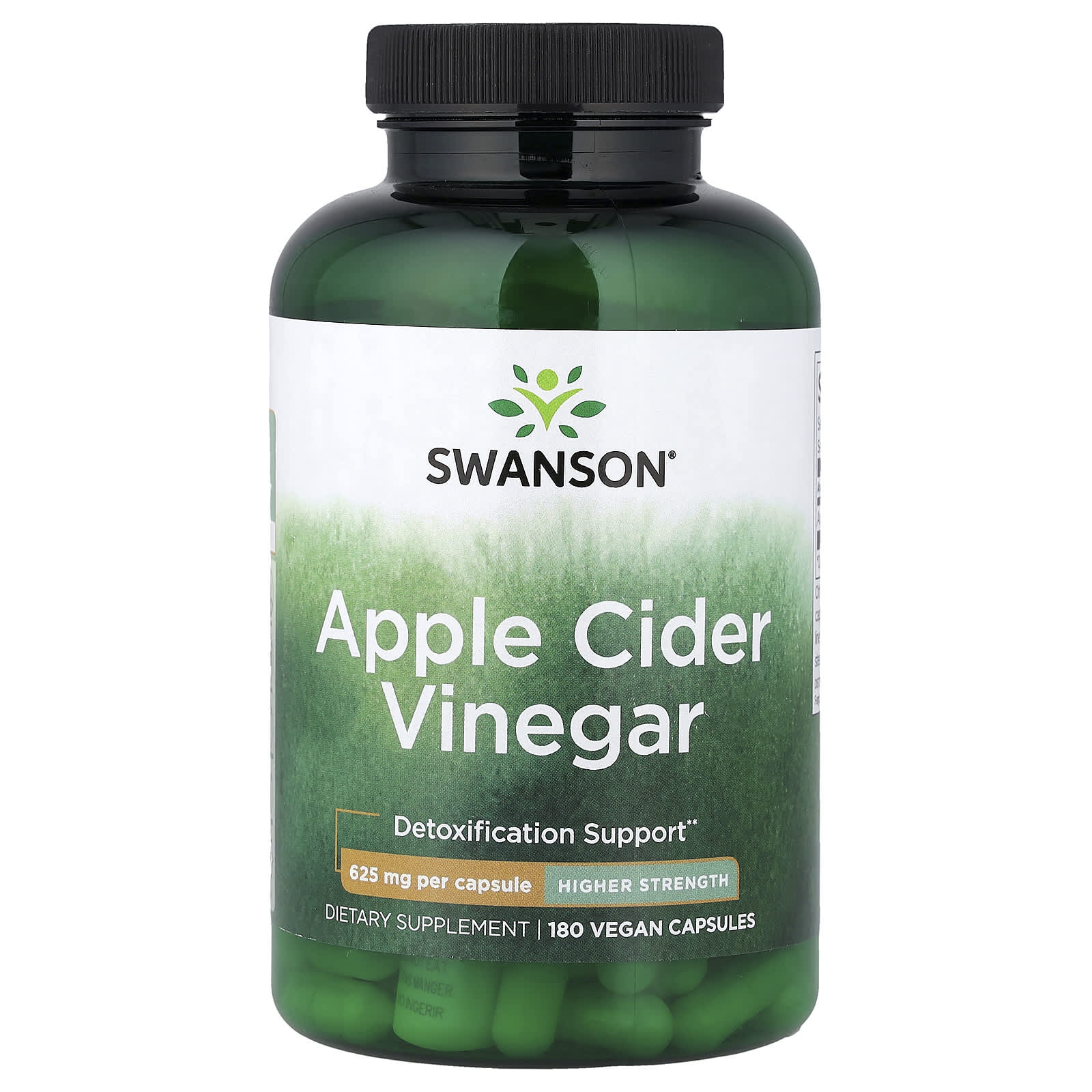 Яблочный уксус Swanson Higher Strength, вкус Apple Cider Vinegar, 625 мг, 180 растительных капсул
