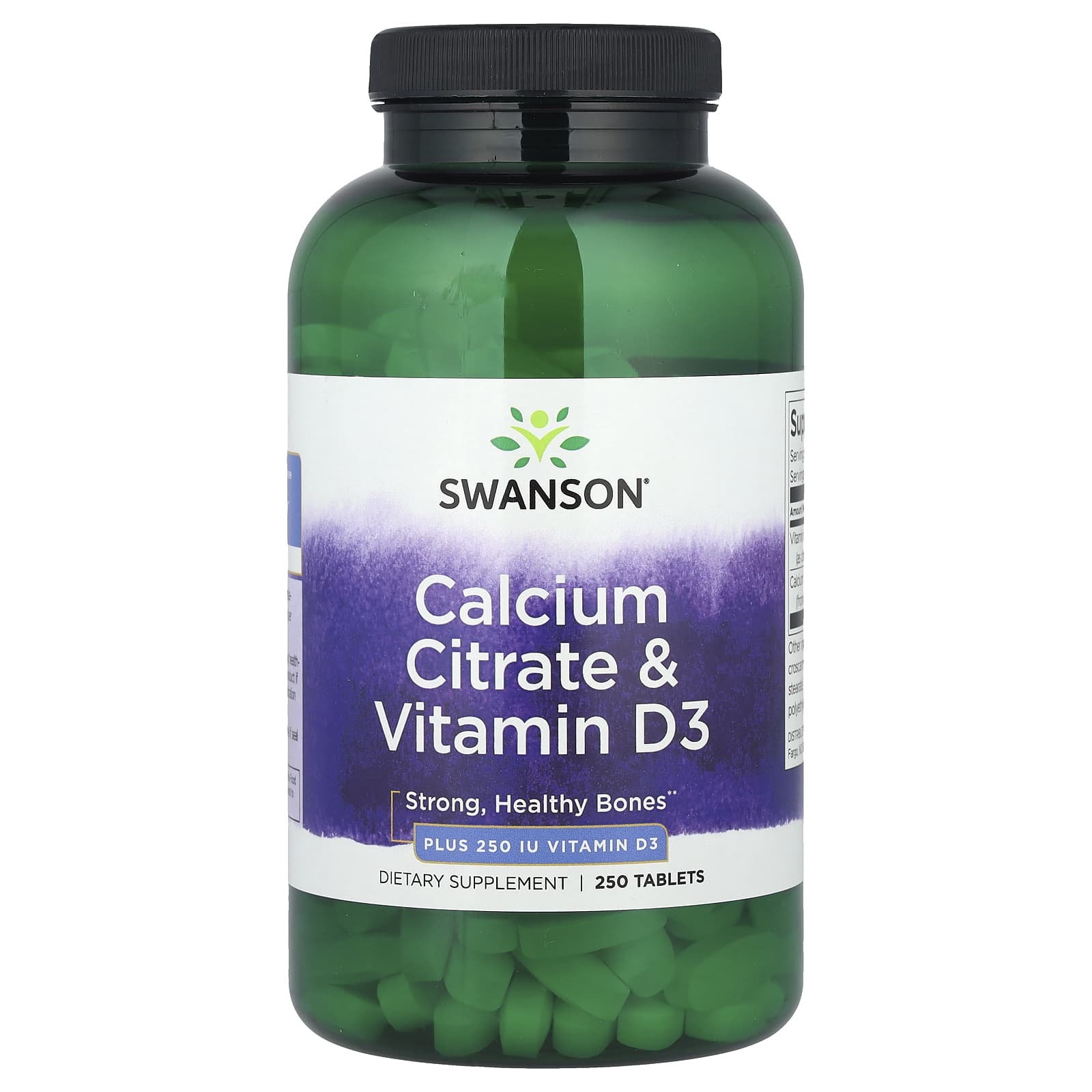 Цитрат кальция Swanson & Vitamin D3, 250 таблеток