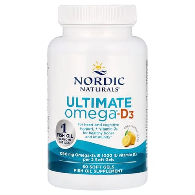 Витамин D3 Nordic Naturals Ultimate Omega®-, вкус Lemon, 60 мягких капсул