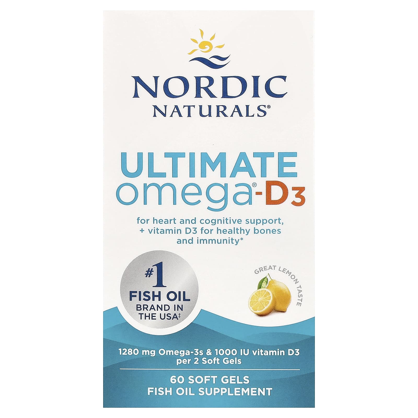 Витамин D3 Nordic Naturals Ultimate Omega®-, вкус Lemon, 60 мягких капсул — фото 2