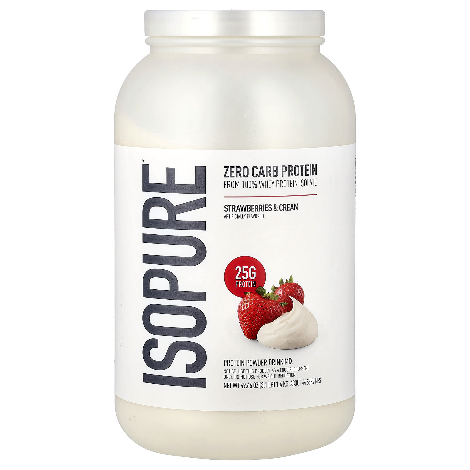 Протеиновый порошок Isopure Zero Carb Strawberries & Cream, 1.4 кг — фото 2