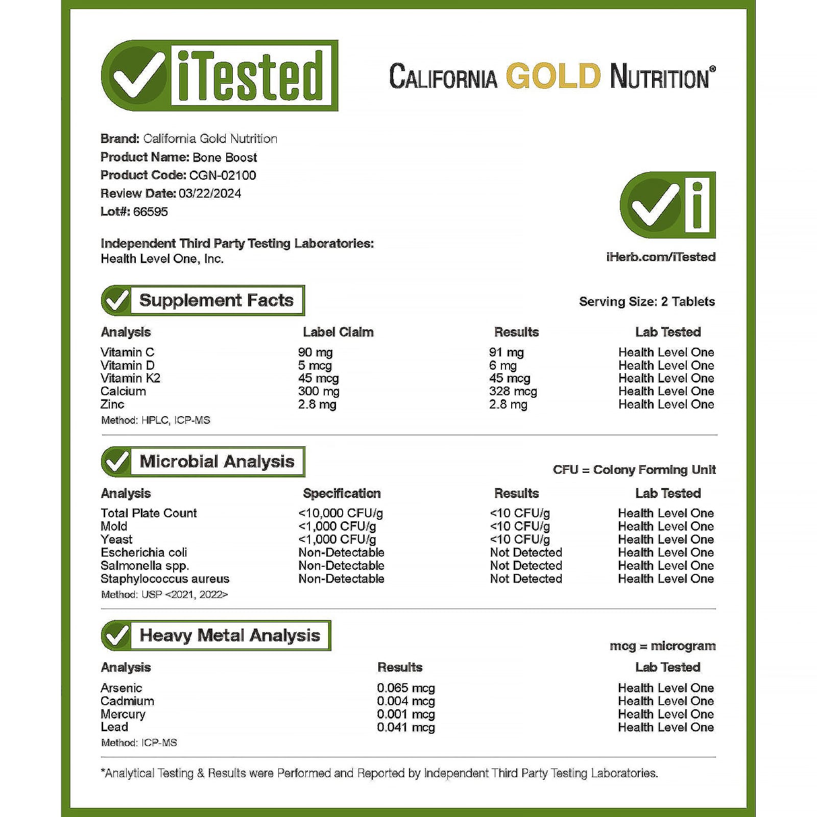 Магний California Gold Nutrition Bone Boost® with Calcium Vitamin C and Potassium, 120 таблеток