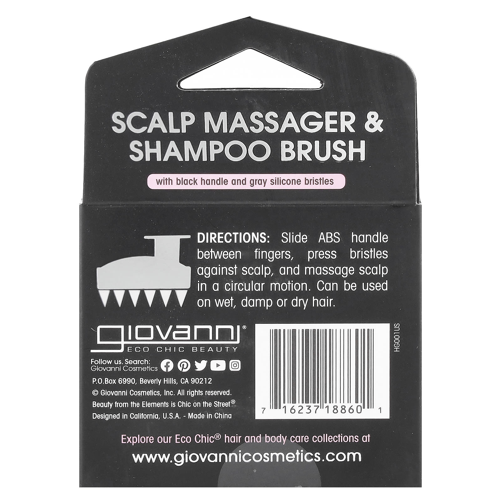 Шампунь Giovanni Scalp Massager & Brush 1 Brush, оттенок Black — фото 4