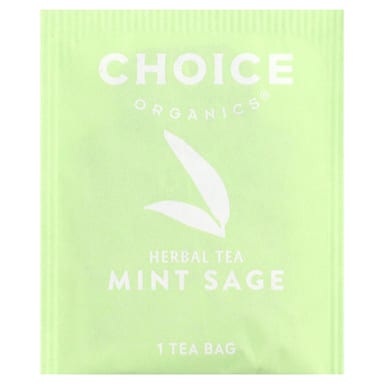 Травяной чай Choice Organics Mint Sage 16 Tea Bags, без кофеина, 29 г, чайные пакетики