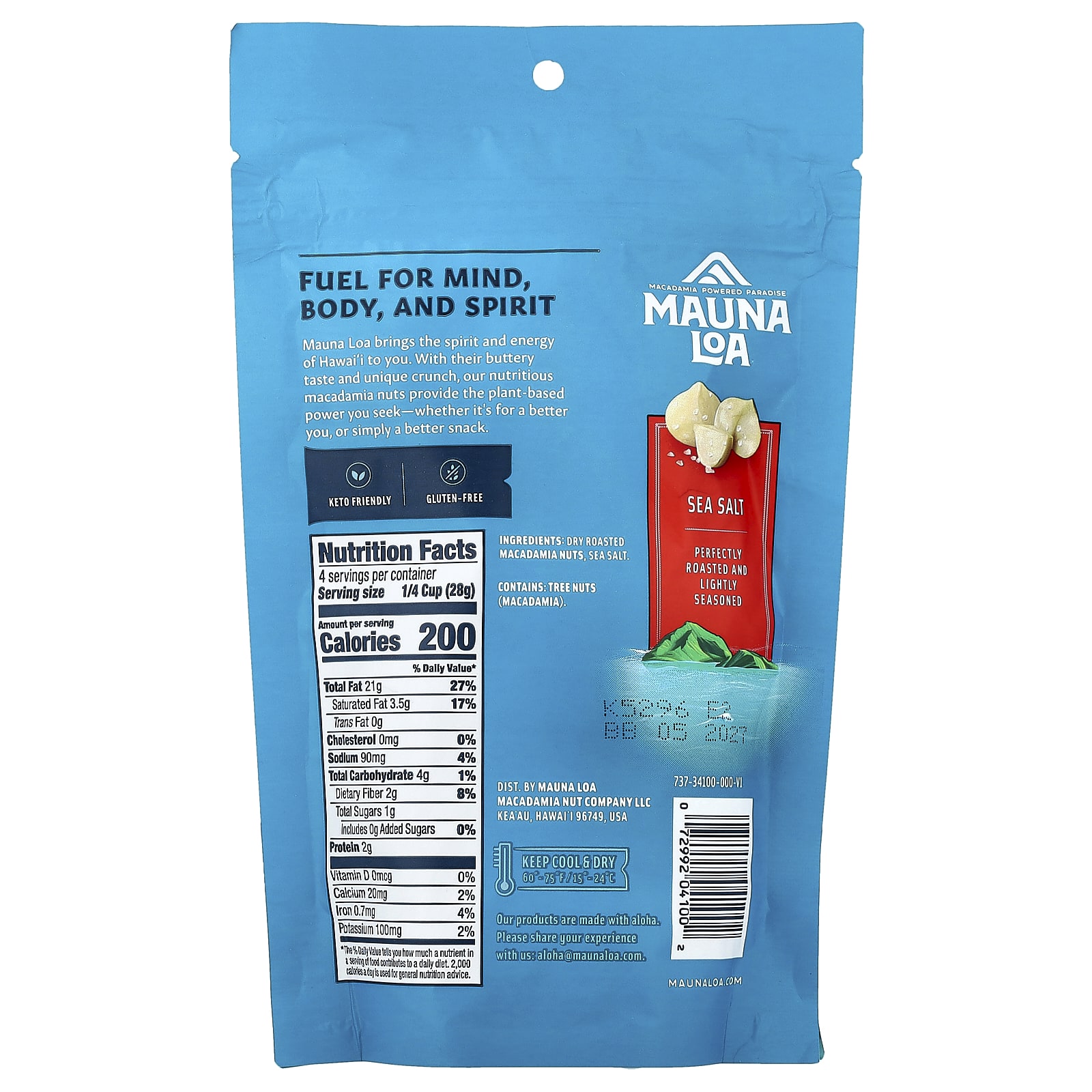 Морская соль Mauna Loa Dry Roasted Macadamias, 113 г — фото 2