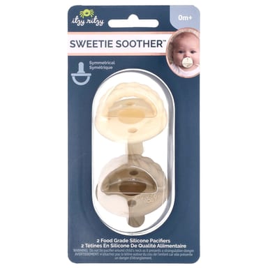 Крем itzy ritzy Sweetie Soother™ Food Grade Silicone Pacifiers 0+ Months Taupe Braid 2 Pacifiers