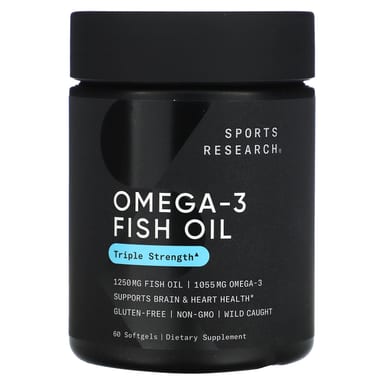 Рыбий жир Sports Research Omega-3 Triple Strength, 60 мягких капсул