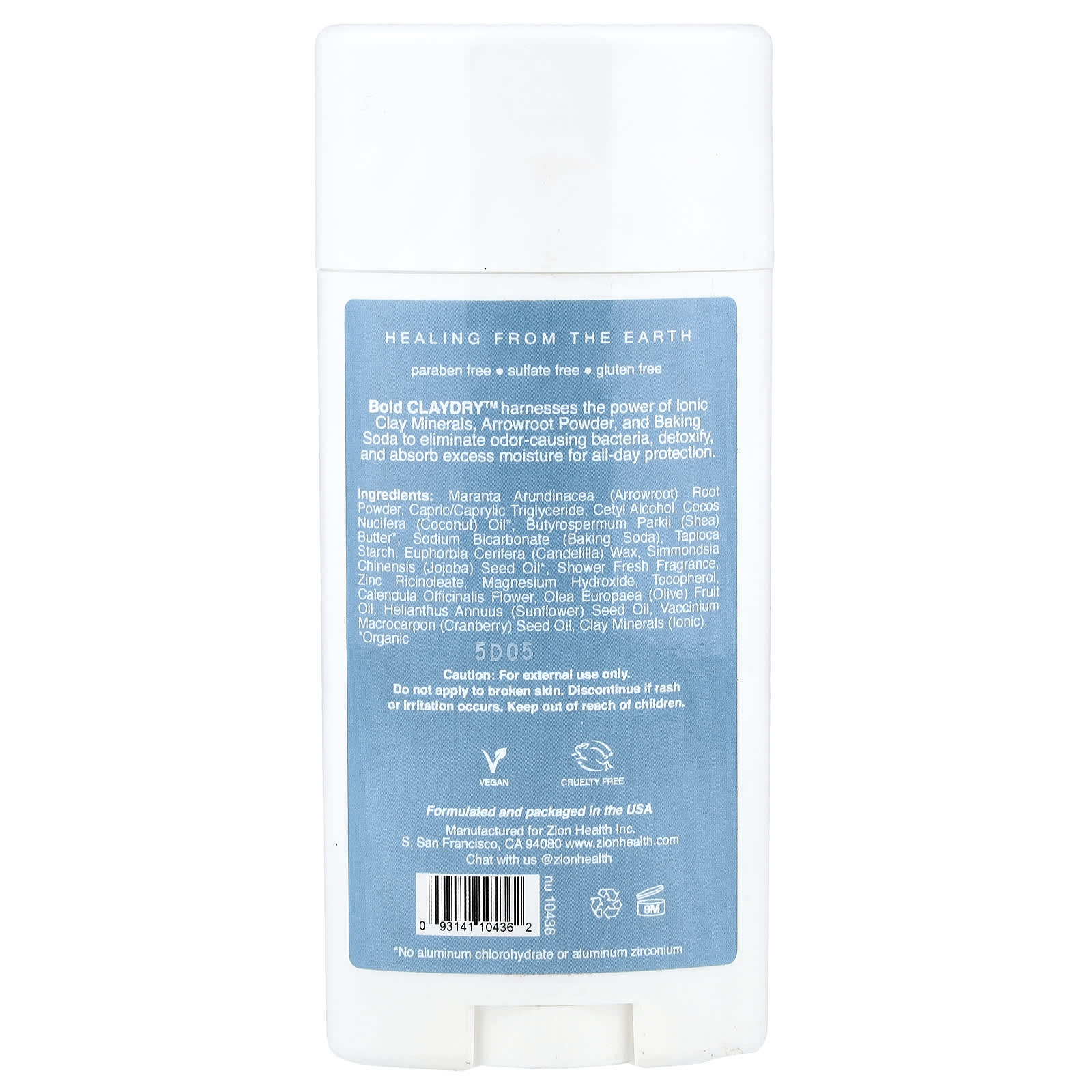 Дезодорант Zion Health Bold ClayDry Shower Fresh, 80 г — фото 2