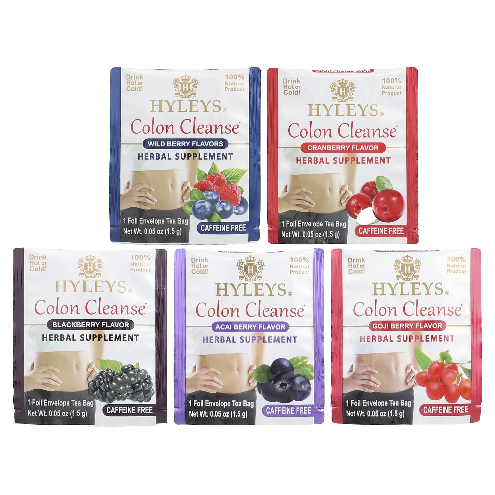 Чайные пакетики Hyleys Tea Colon Cleanse Assorted Tea Collection 42 Foil Envelope, без кофеина, 63 г — фото 3
