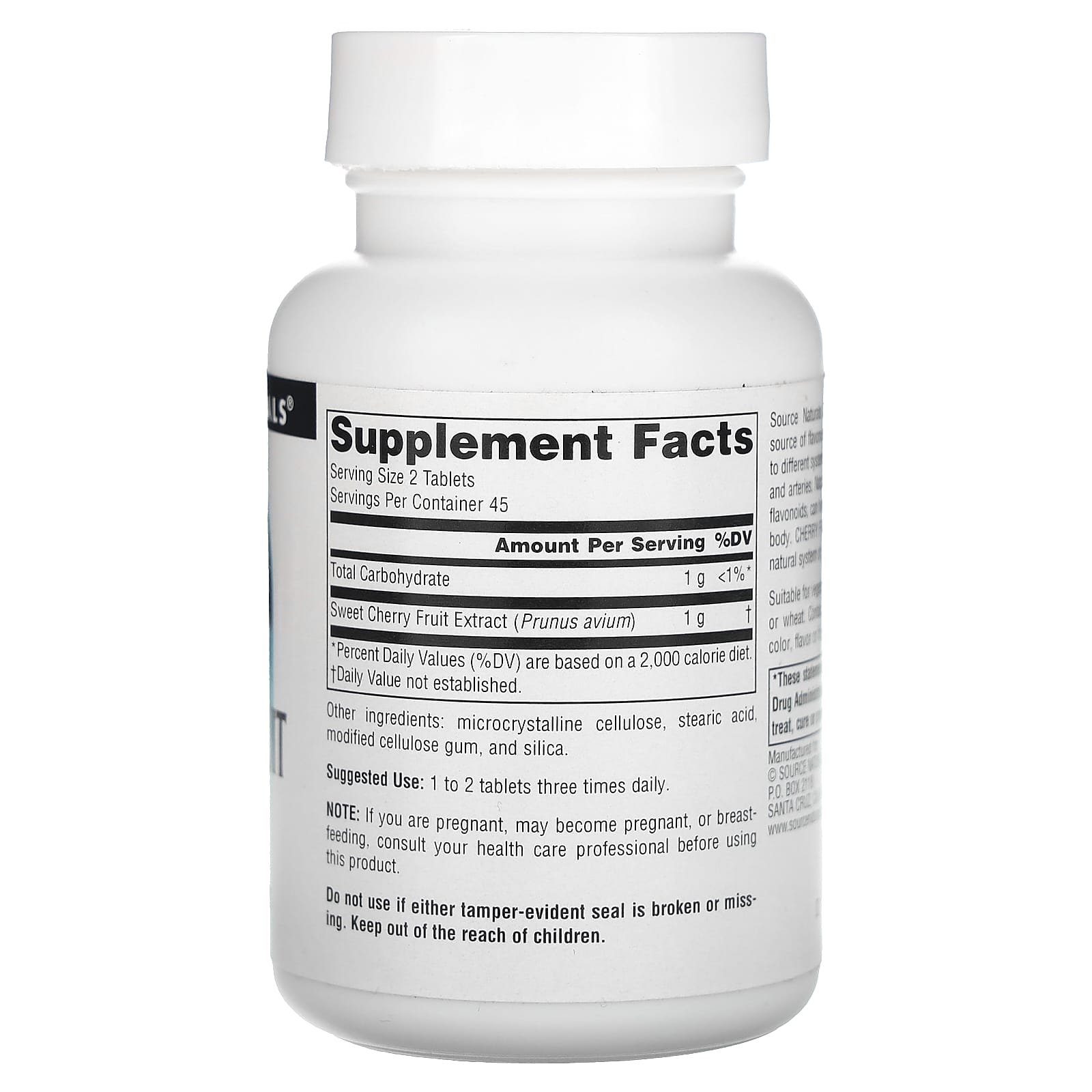 Экстракт вишни Source Naturals, вкус Cherry Fruit Extract, 500 мг, 90 таблеток — фото 2