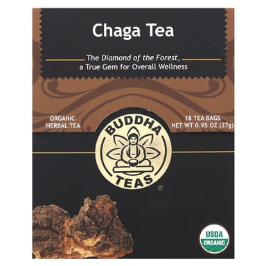 Травяной чай Buddha Teas Organic 18 Tea Bags, без кофеина, оттенок Chaga, 27 г, чайные пакетики