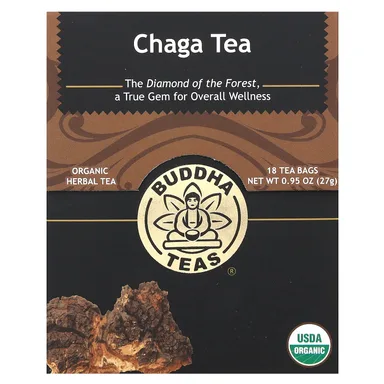 Фото товара: Травяной чай Buddha Teas Organic 18 Tea Bags, без кофеина, чага, 27 г, чайные пакетики