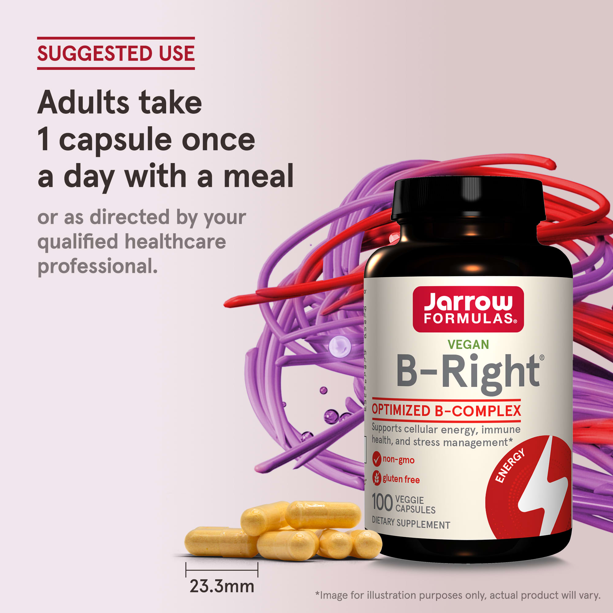 Комплекс витаминов группы B Jarrow Formulas B-Right, 100 растительных капсул — фото 4