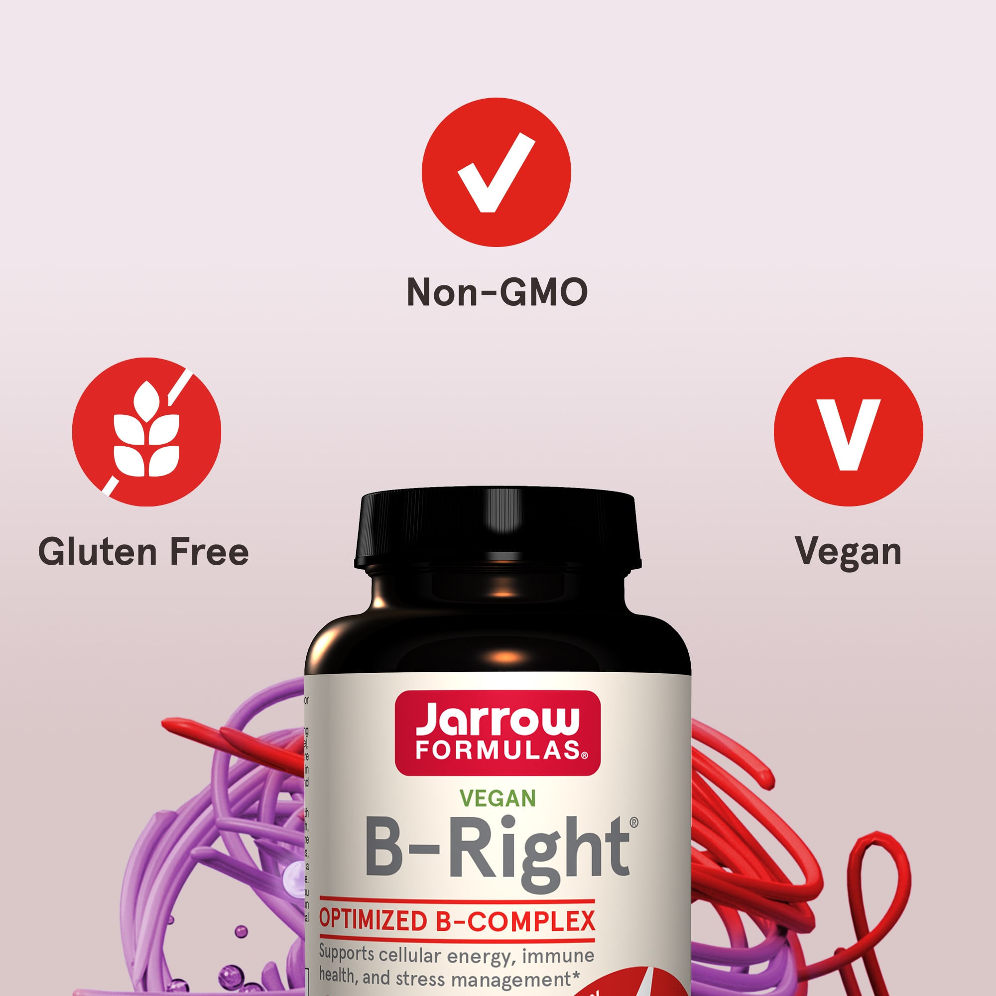 Комплекс витаминов группы B Jarrow Formulas B-Right, 100 растительных капсул — фото 5