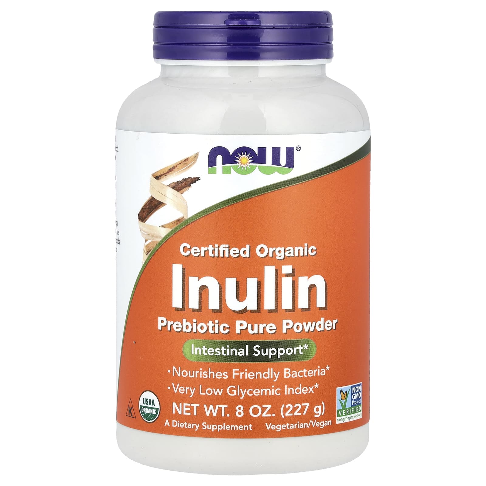 Пребиотик NOW Foods Certified Organic Inulin Pure Powder, 227 г, порошок