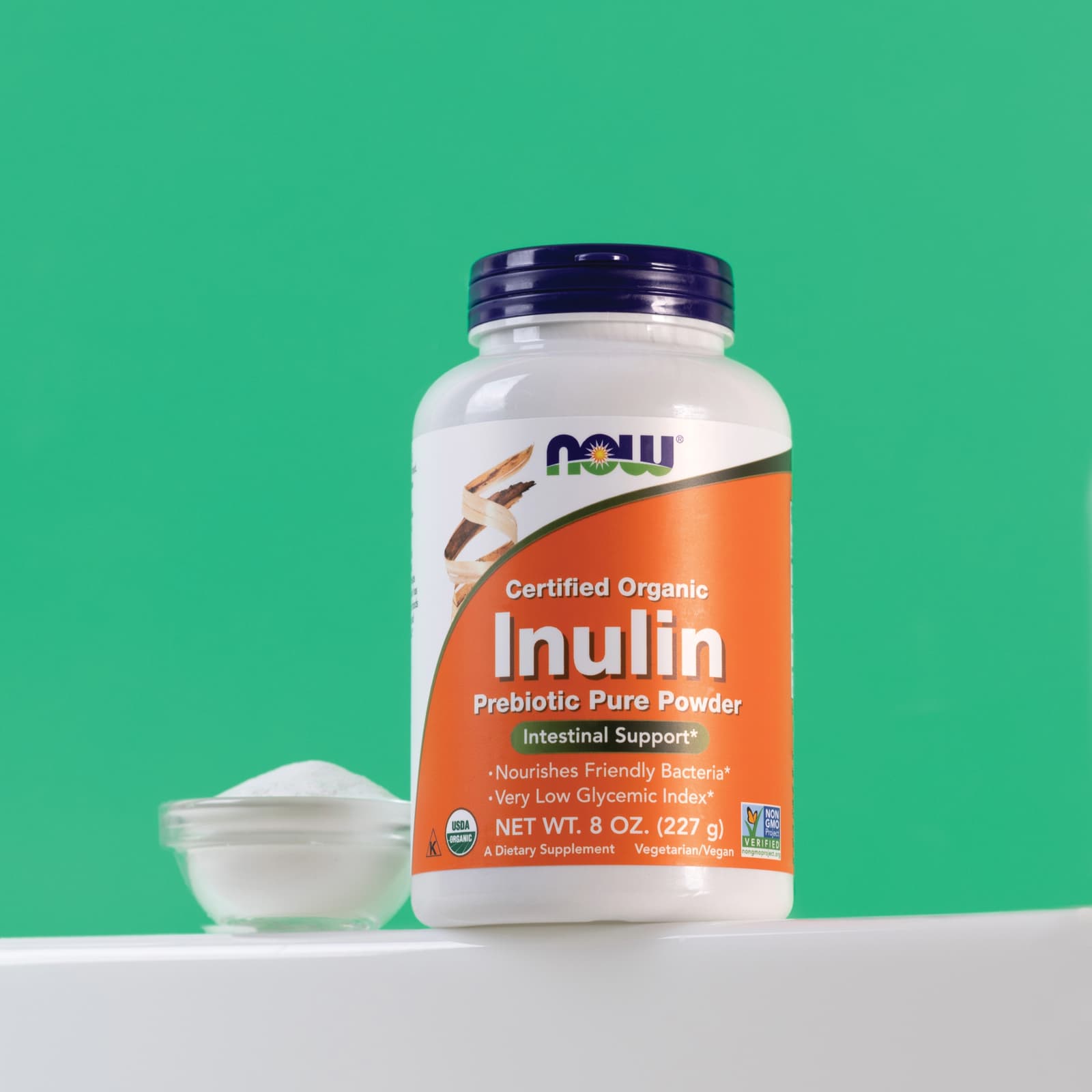 Пребиотик NOW Foods Certified Organic Inulin Pure Powder, 227 г, порошок — фото 6