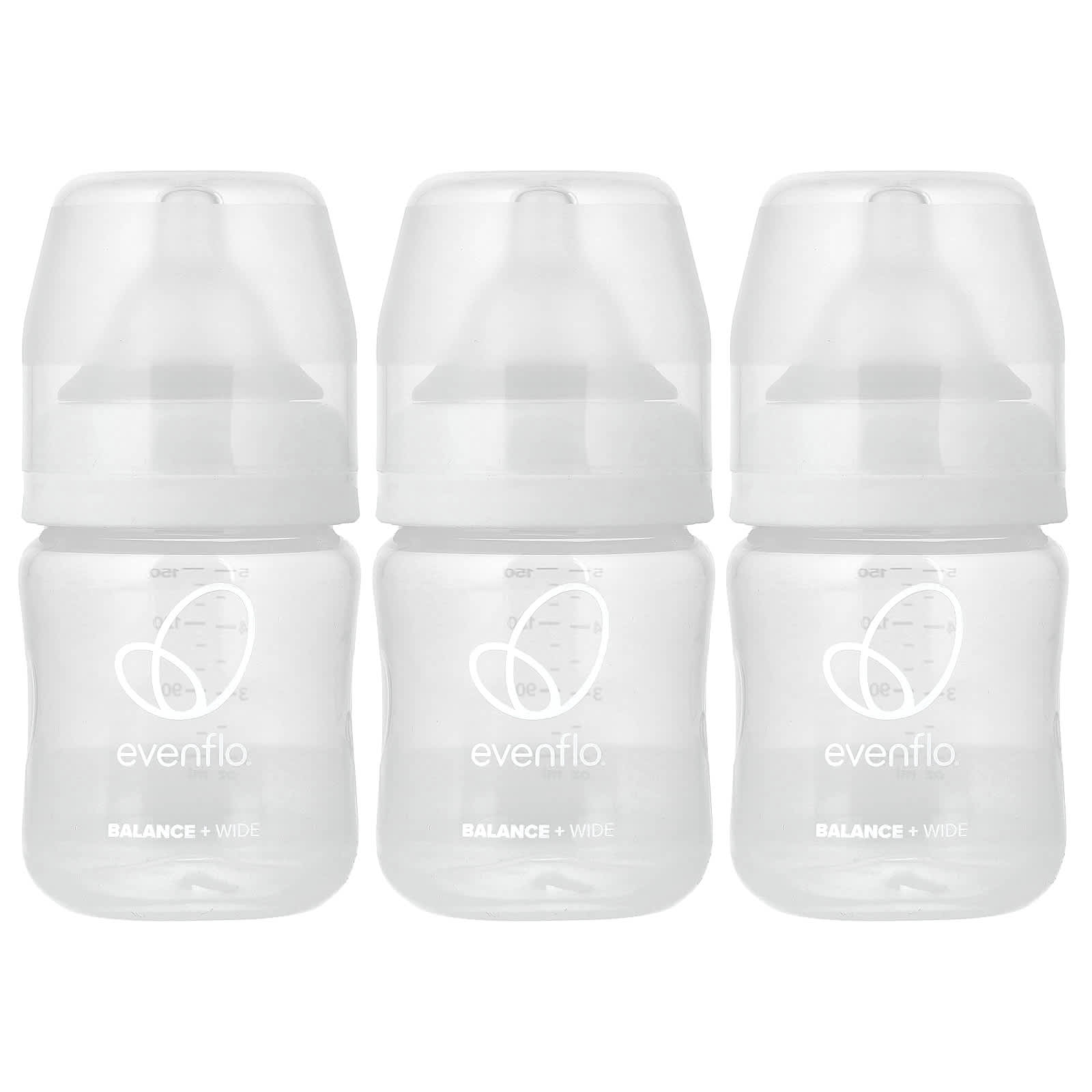 Бутылочки Evenflo Feeding Balance+, широкие, 0+ месяцев, медленный поток, 3 бутылочки, 5 унций (150 мл) каждая — фото 3