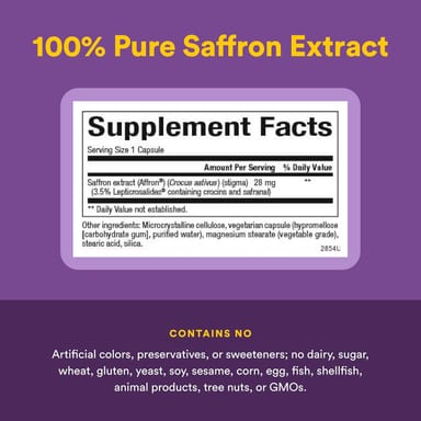Шафран Natural Factors Stress-Relax® Pure Extract, 28 мг, 30 растительных капсул