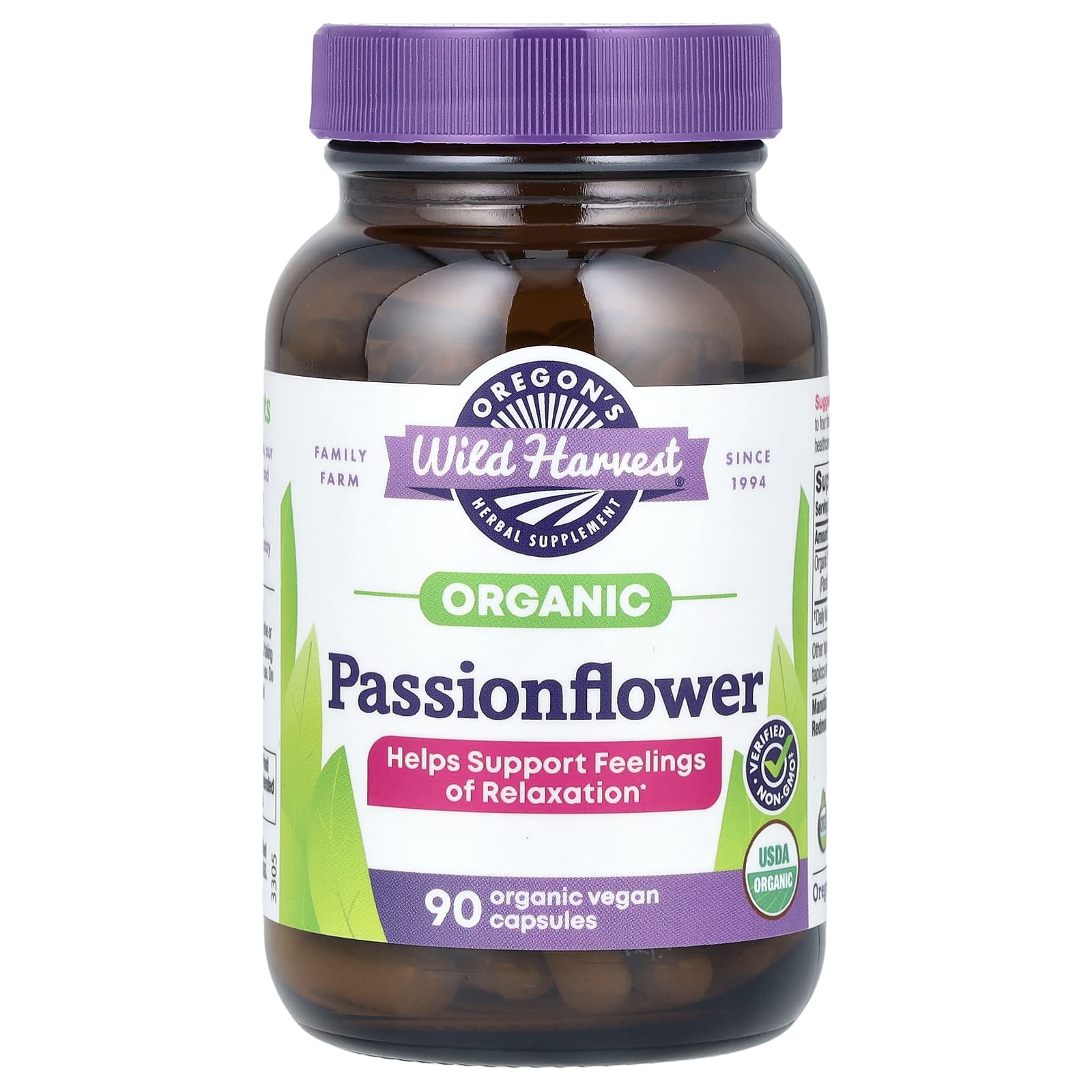 Пассифлора Oregon's Wild Harvest Organic, 400 мг, капсулы