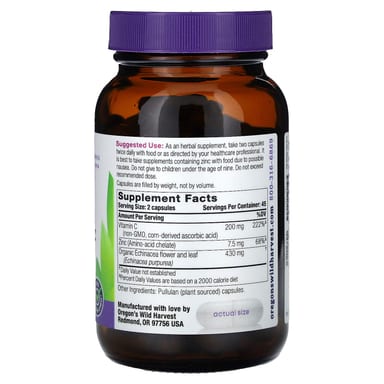 Эхинацея Oregon's Wild Harvest with Zinc and Vitamin C, 90 растительных капсул