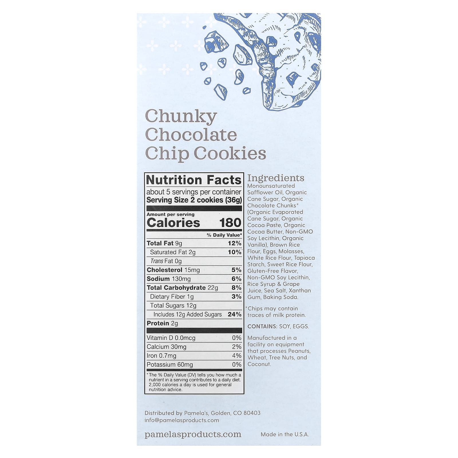 Шоколад Pamela's Products, вкус Chunky Chocolate Chip Cookies, 177 г — фото 2