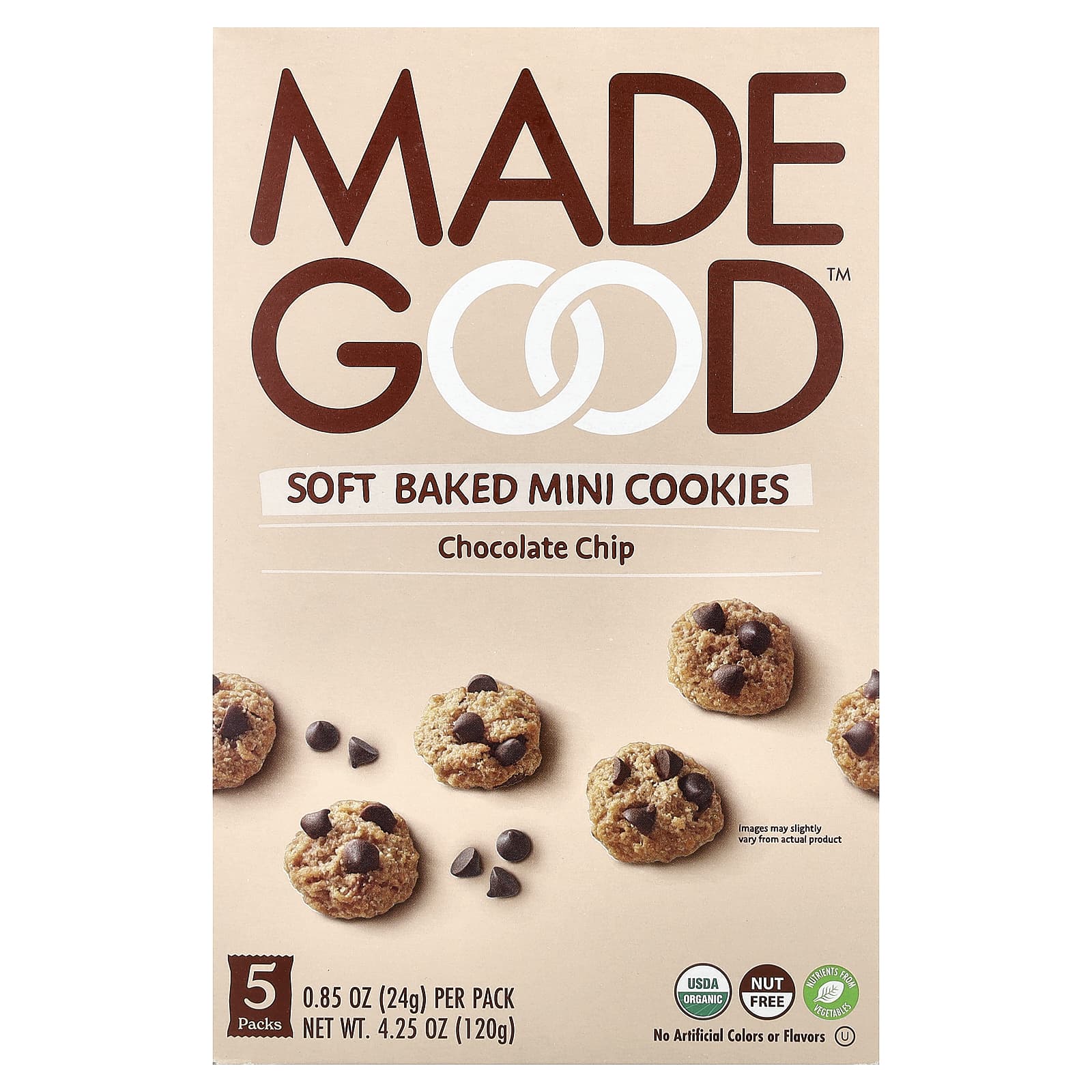 Шоколад MadeGood Soft Baked Mini Cookies, вкус Chocolate Chip, 24 г, 5 пакетов — фото 2