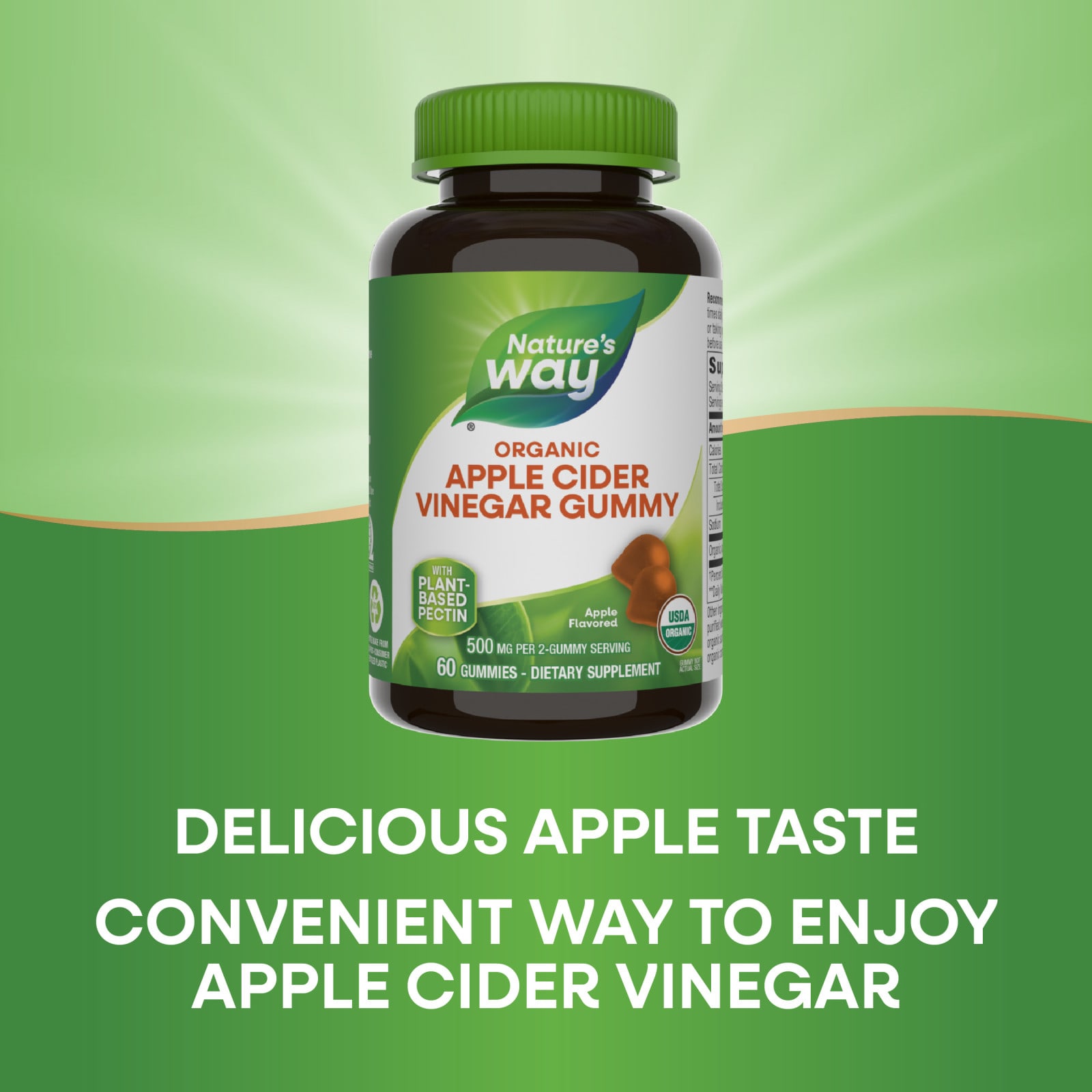 Яблочный уксус Nature's Way, вкус Apple, 250 мг на пастилку, 60 жевательных пастилок — фото 4
