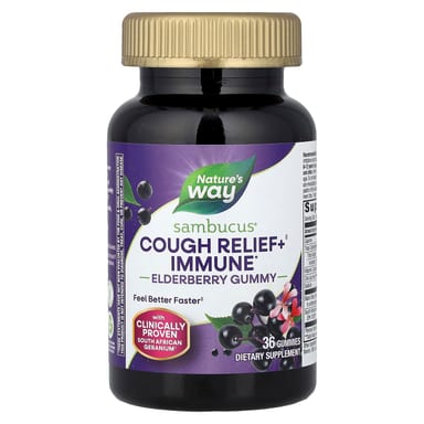 Бузина Nature's Way, вкус Sambucus® Cough Relief Immune Elderberry Gummy, 36 жевательных пастилок