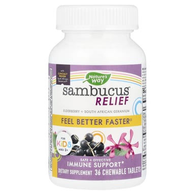 Бузина Nature's Way® Relief Immune Support For Berry, для детей от 2 лет, 36 жевательных таблеток