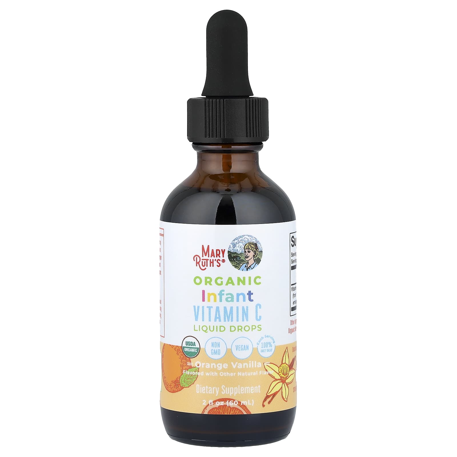 Витамин C MaryRuth's Organic Infants Liquid Drops 6-12 Months, вкус Orange Vanilla, 60 мл, жидкая форма