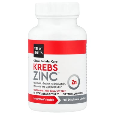 Цинк Vibrant Health Krebs™, 60 растительных капсул