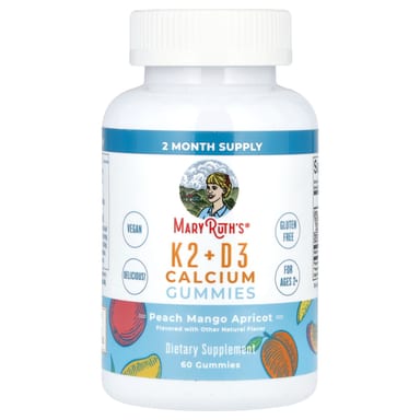 Кальций MaryRuth's K2 + D3 Gummies Peach Mango and Apricot, вкус Peach, Mango and Apricot, 60 жевательных пастилок
