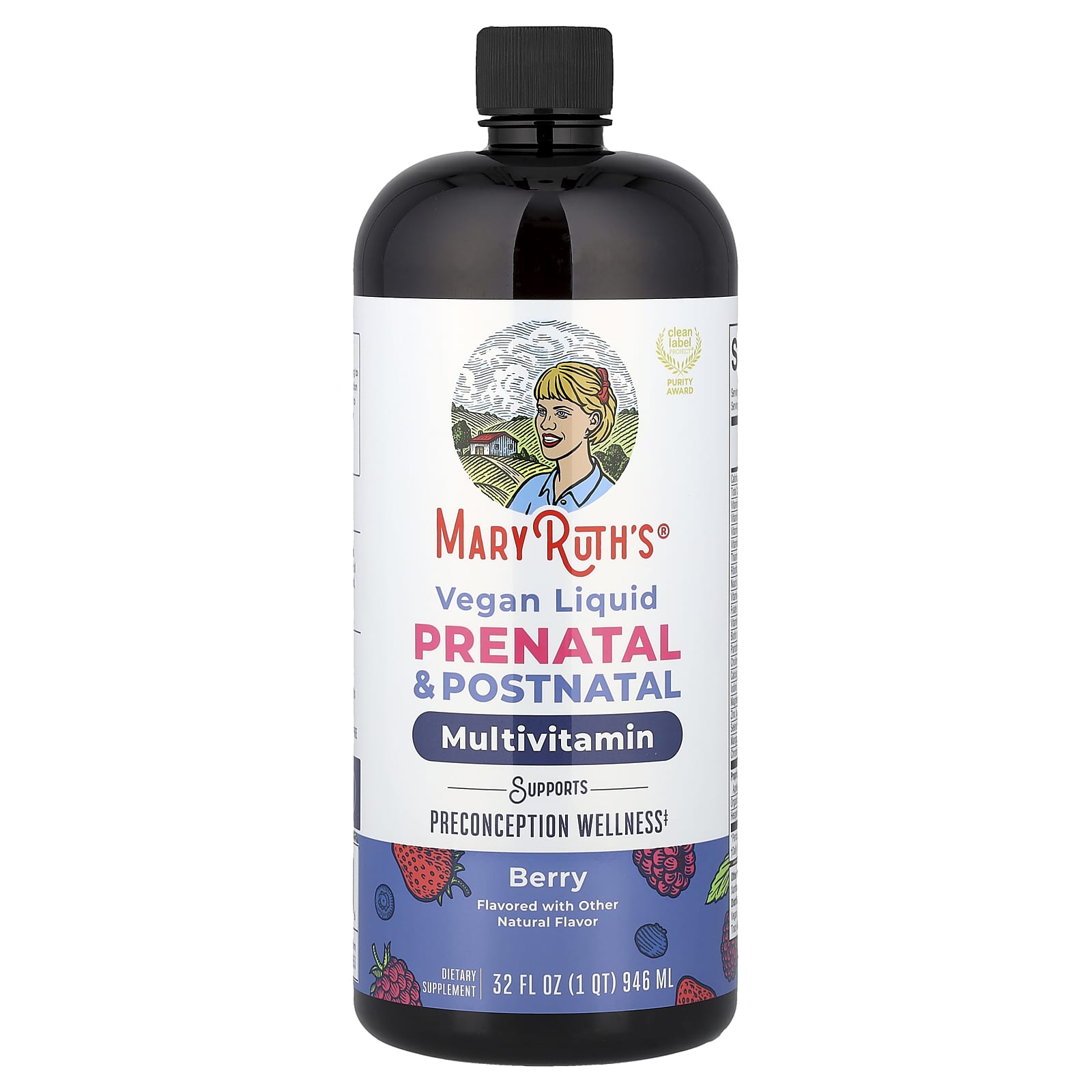 Мультивитамины MaryRuth's Vegan Liquid Prenatal & Postnatal Berry, 946 мл, жидкая форма