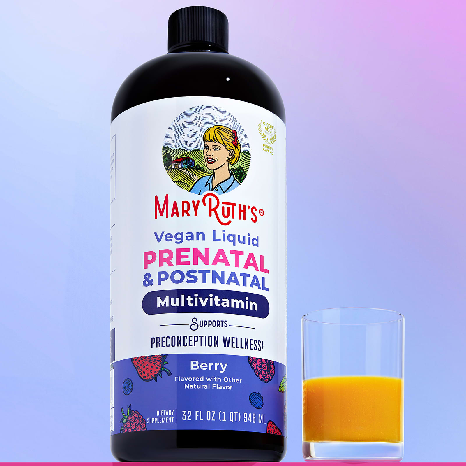 Мультивитамины MaryRuth's Vegan Liquid Prenatal & Postnatal Berry, 946 мл, жидкая форма — фото 3