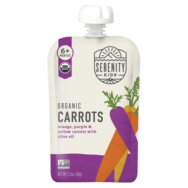 Оливковое масло Serenity Kids Organic Carrots 6+ Months Purple & Yellow Carrots, вкус Orange, 99 г