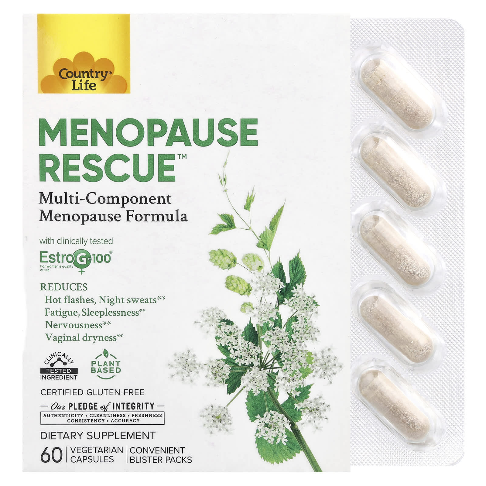 Менопауза Rescue™, 60 вегетарианских капсул