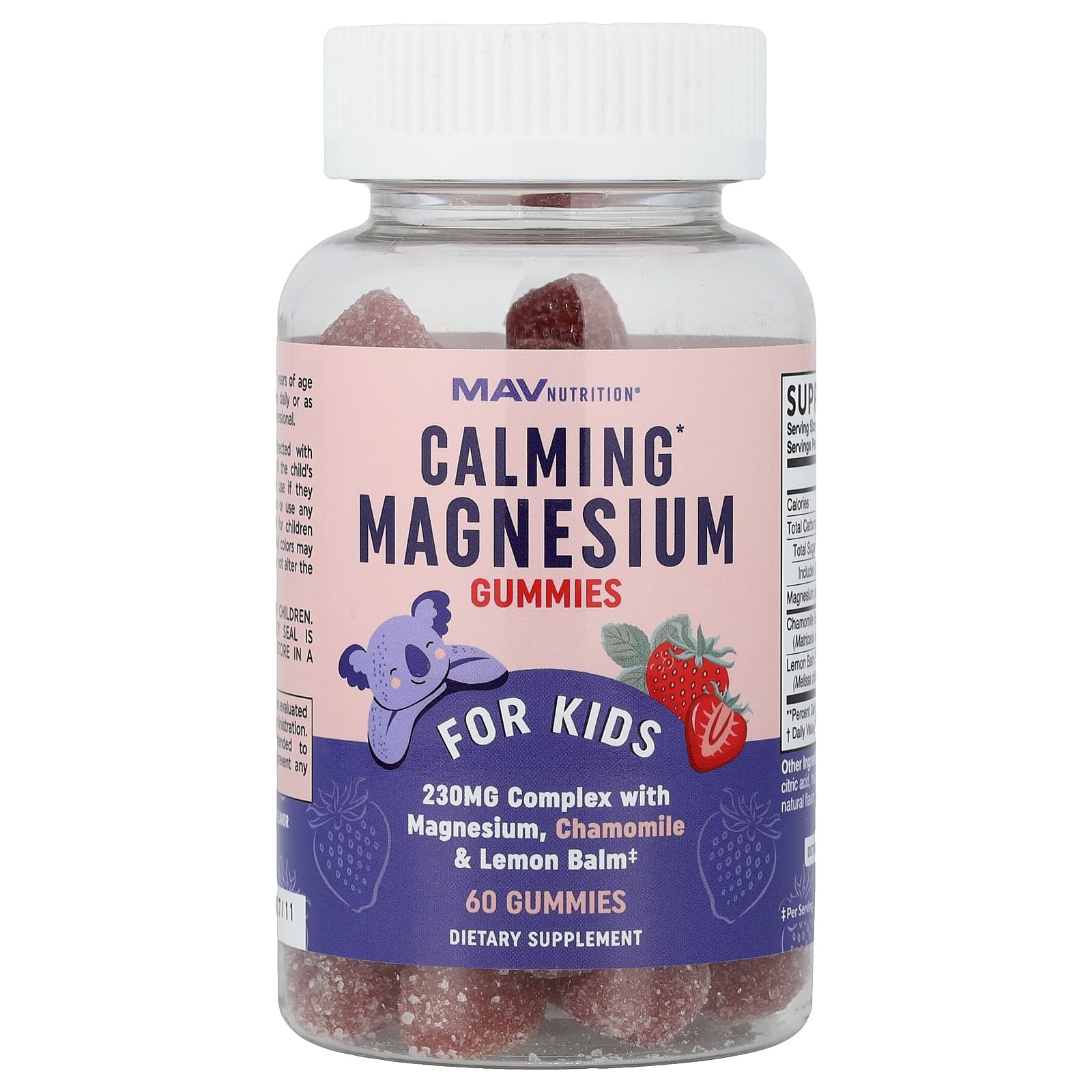 Магний MAV Nutrition Calming Gummies For Yummy Strawberry, 60 жевательных пастилок — фото 1