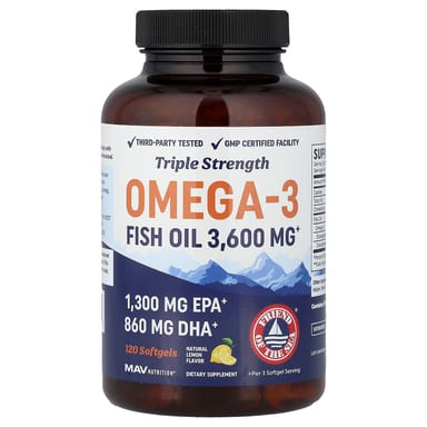 Рыбий жир MAV Nutrition Omega-3, вкус «натуральный лимон», 120 мягких капсул