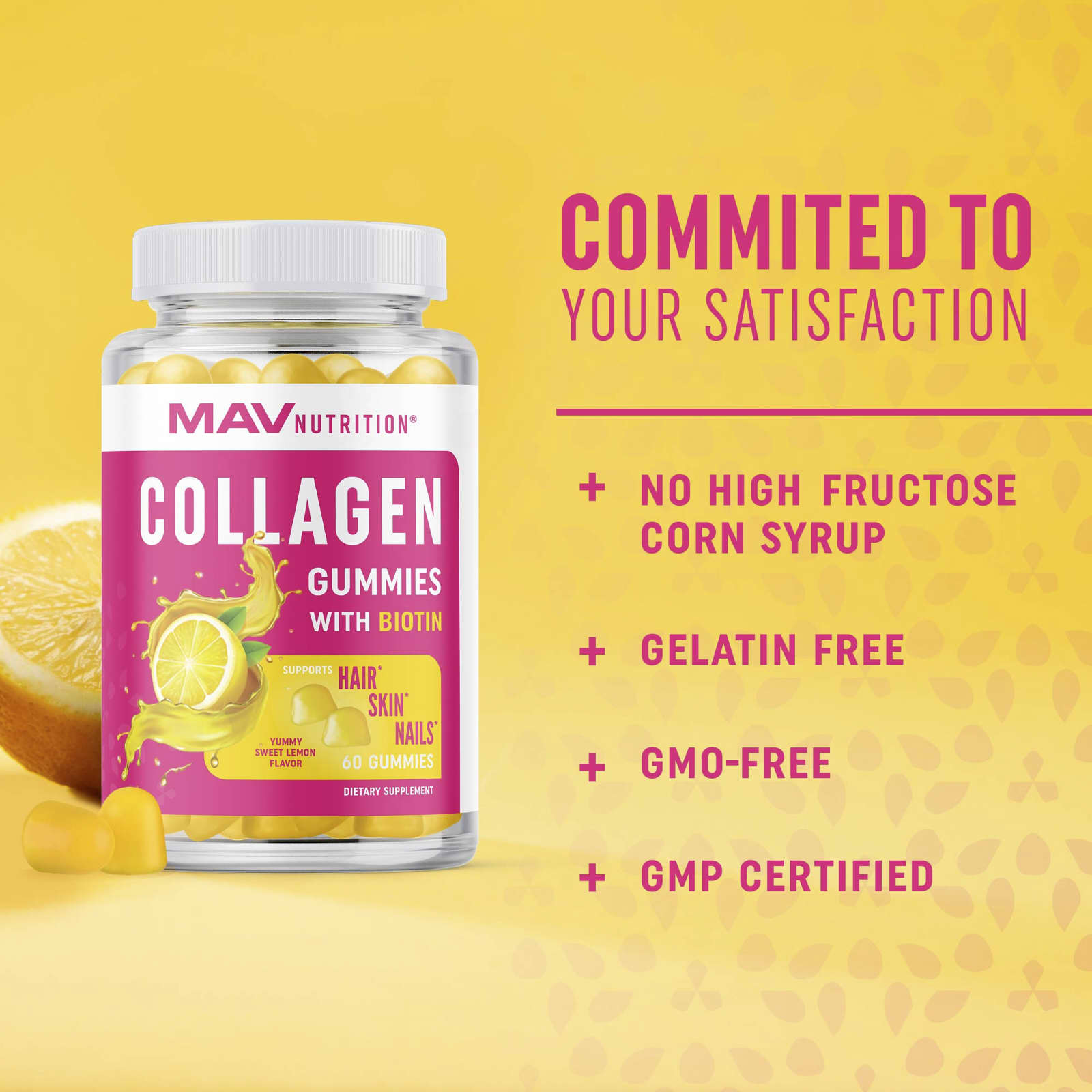Коллаген MAV Nutrition Gummies with Biotin, вкус Sweet Lemon, 60 жевательных пастилок — фото 6