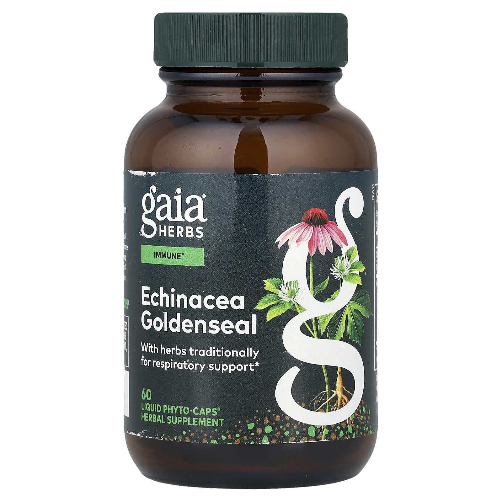 Эхинацея Gaia Herbs Goldenseal, оттенок 60 Liquid Phyto-Caps®, жидкая форма