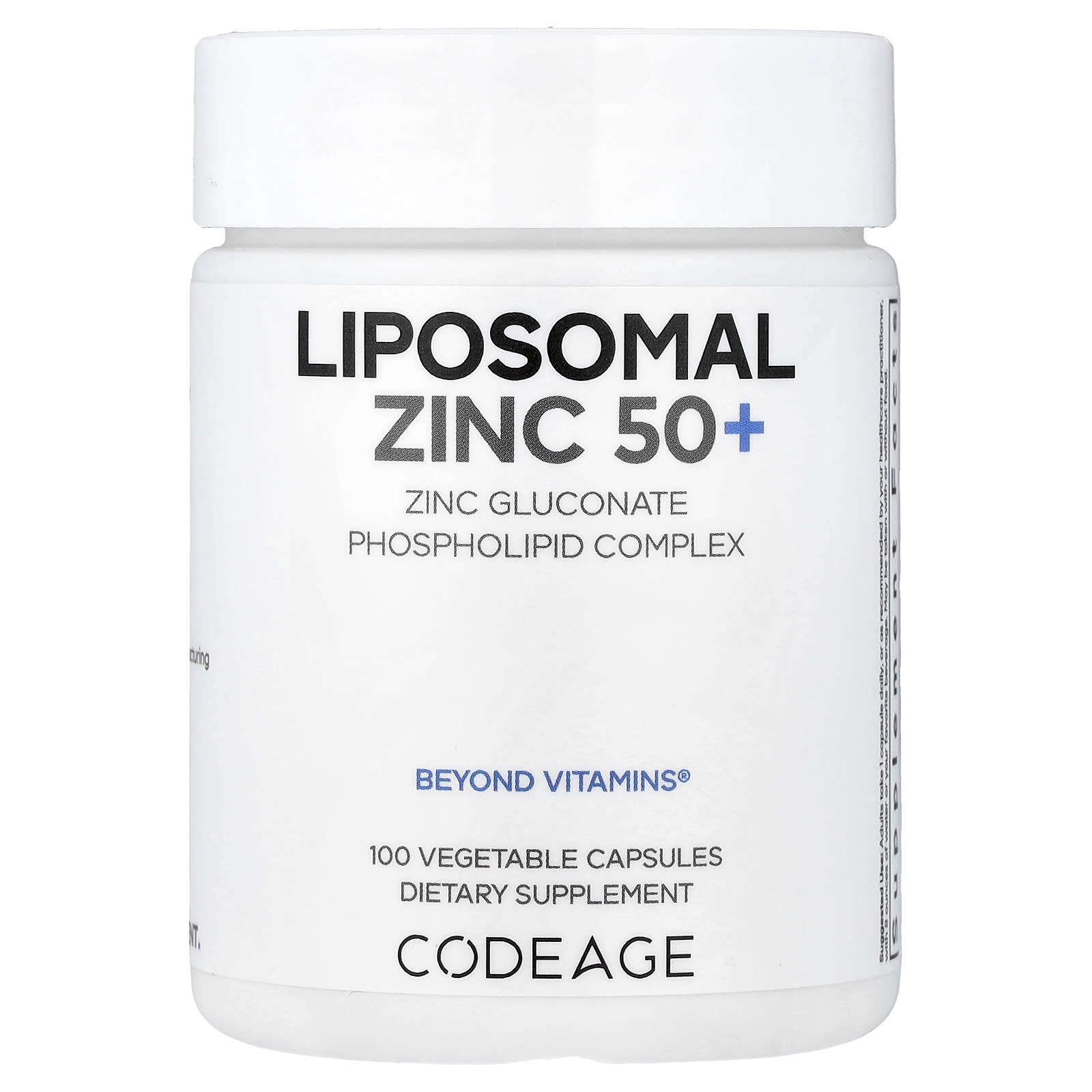 Цинк Codeage Liposomal 50+, 50 мг, 100 растительных капсул
