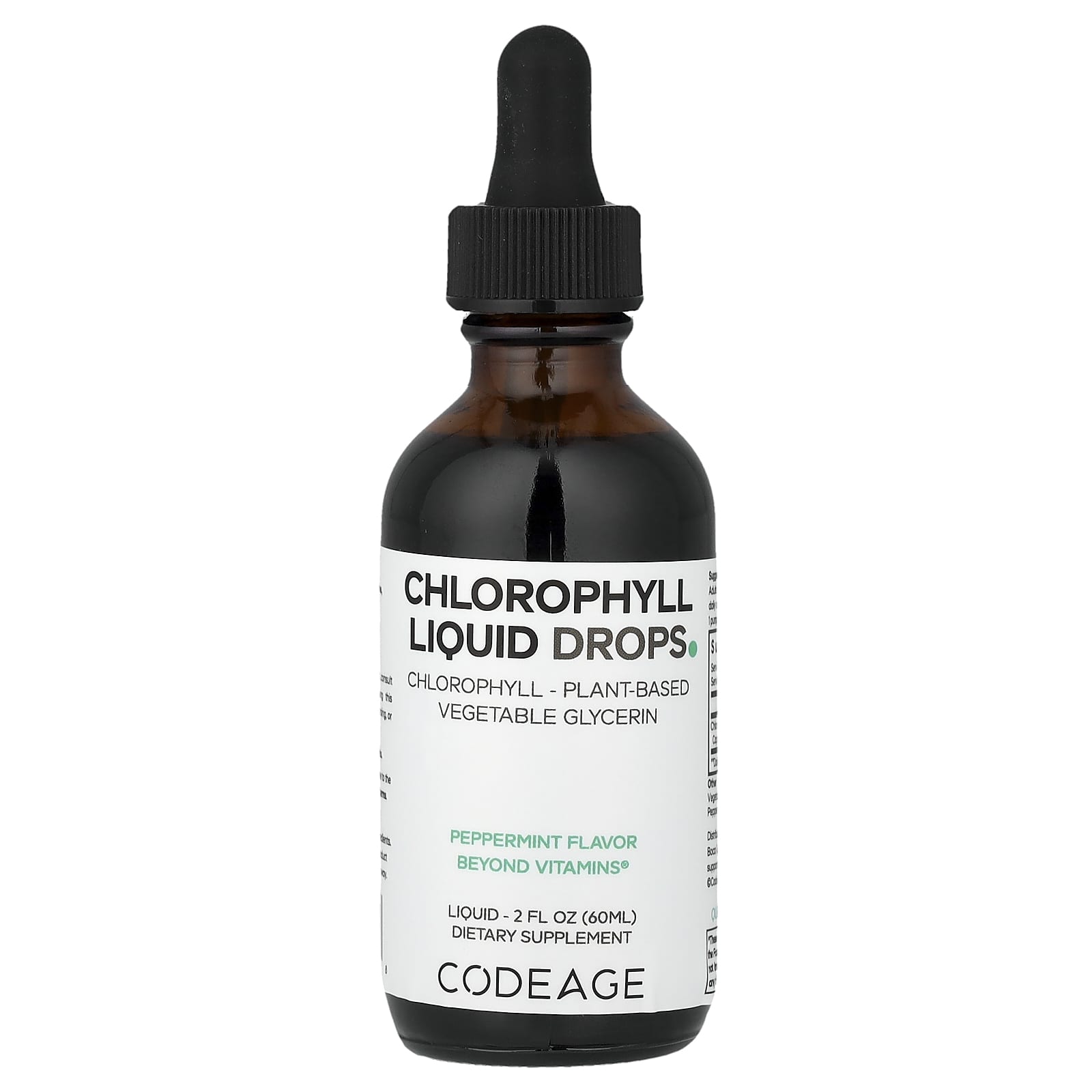 Хлорофилл Codeage Liquid Drops, оттенок Peppermint, 60 мл, жидкая форма
